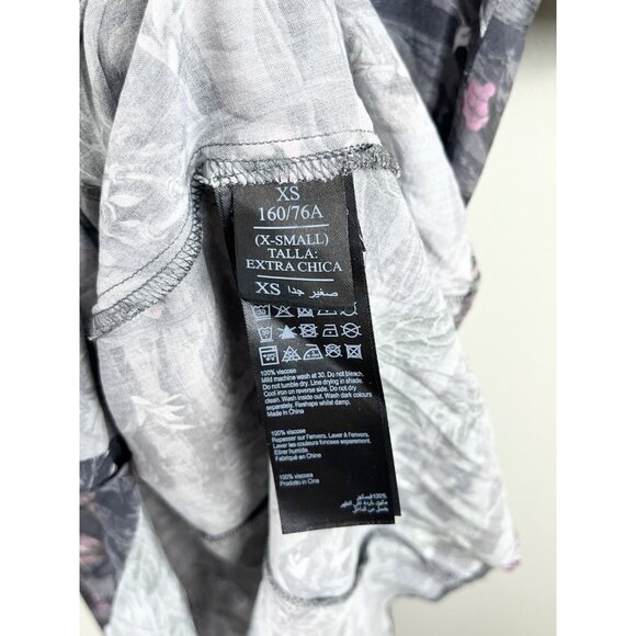 Allsaints Fay Paradeep Bird  Foliage Print Tie Back V Neck XS Mini Dress Button - Picture 13 of 13